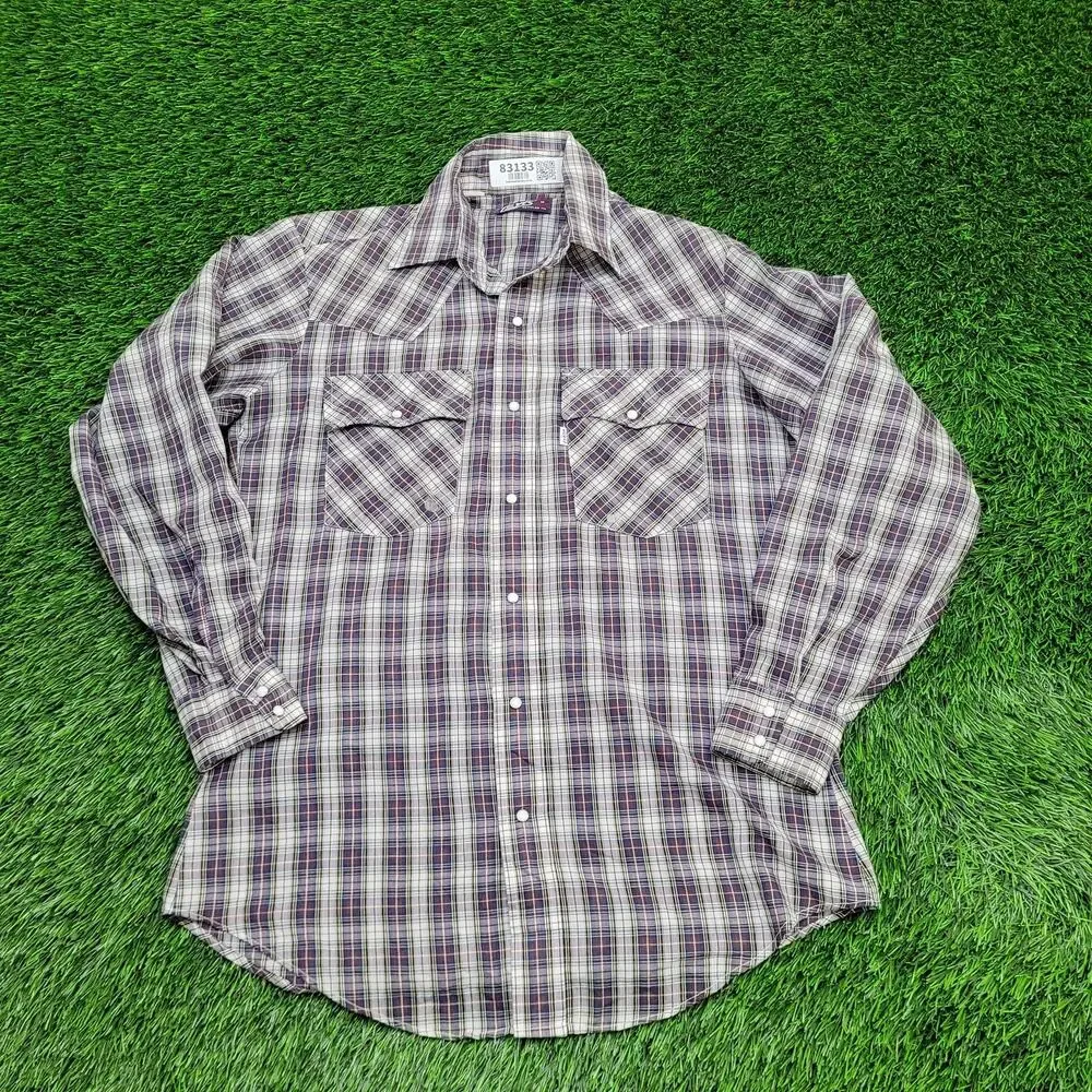 Vintage 80s LEVIS Hippie Plaid Button Shirt Medium 20x29 Snap